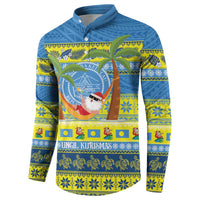 Palau Christmas Button Sweatshirt Chilling Santa Ungil Kurismas - Polynesian Pride