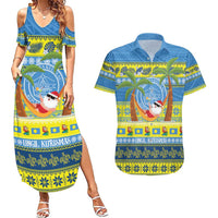 Palau Christmas Couples Matching Summer Maxi Dress and Hawaiian Shirt Chilling Santa Ungil Kurismas - Polynesian Pride