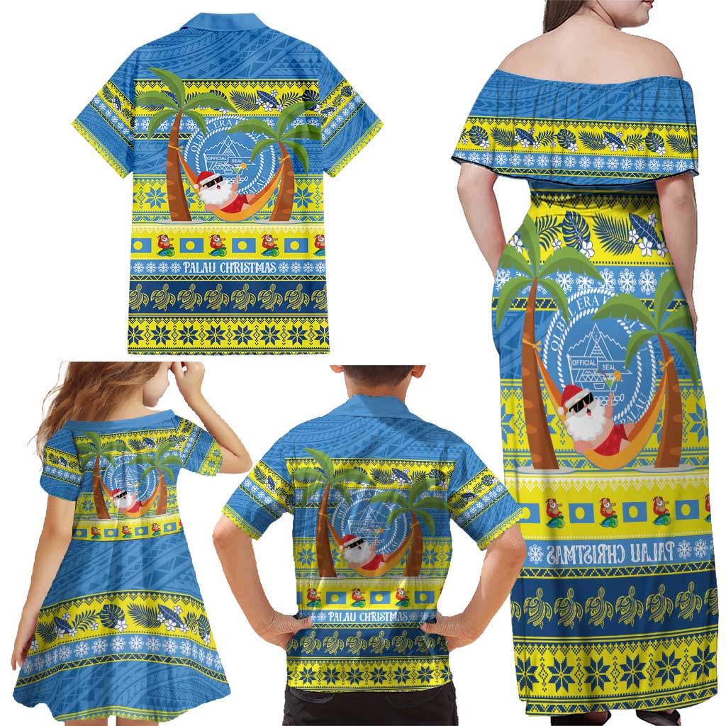 Palau Christmas Family Matching Off Shoulder Maxi Dress and Hawaiian Shirt Chilling Santa Ungil Kurismas - Polynesian Pride