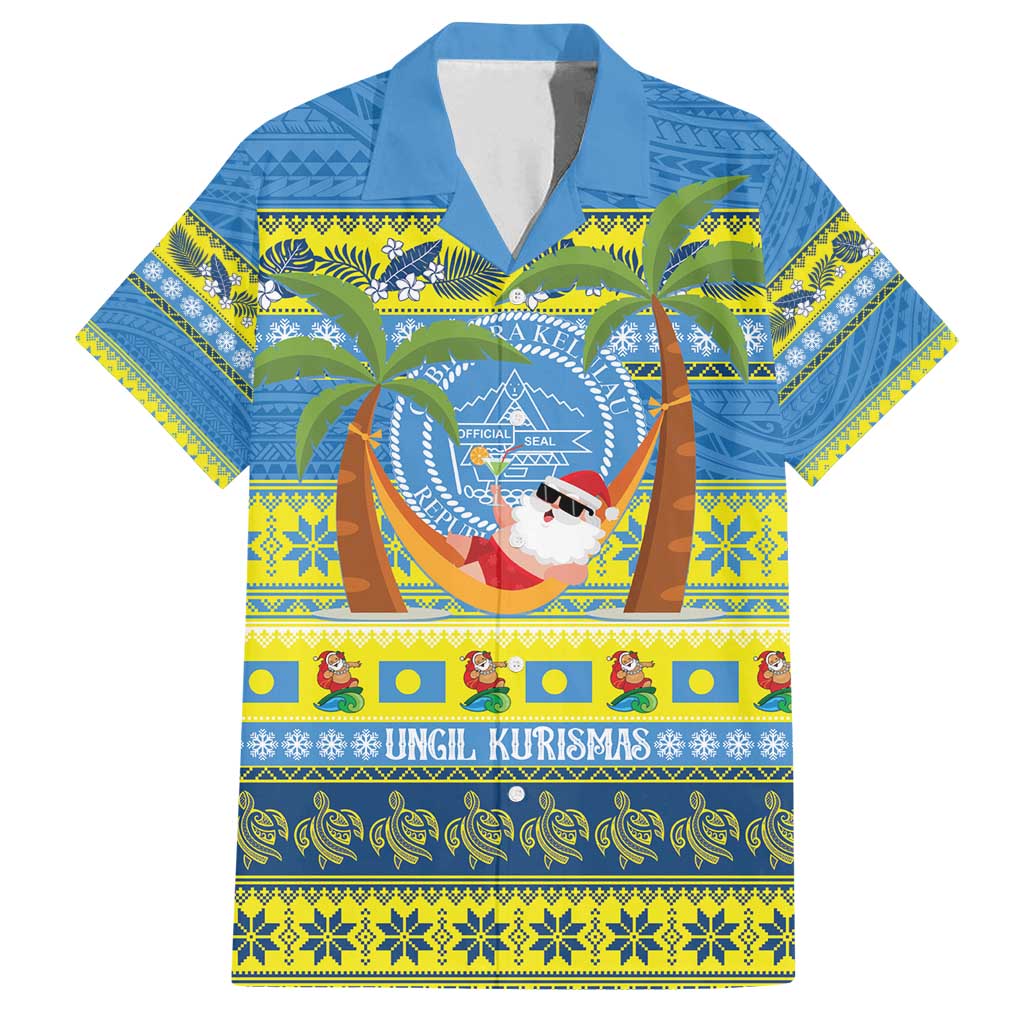 Palau Christmas Family Matching Off Shoulder Maxi Dress and Hawaiian Shirt Chilling Santa Ungil Kurismas - Polynesian Pride