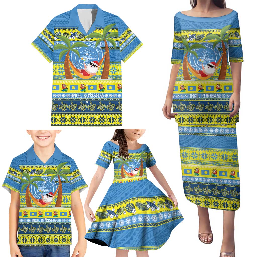 Palau Christmas Family Matching Puletasi and Hawaiian Shirt Chilling Santa Ungil Kurismas - Polynesian Pride