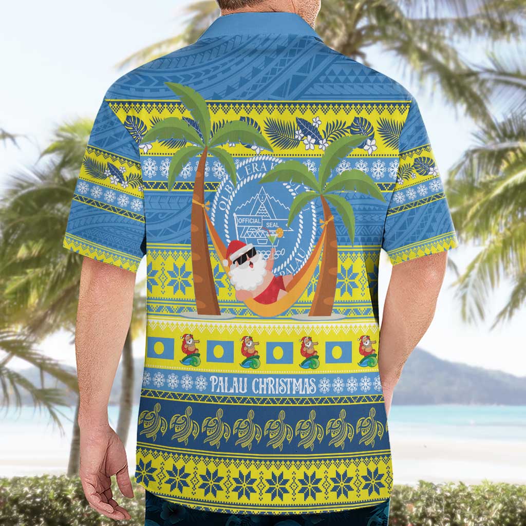 Palau Christmas Hawaiian Shirt Chilling Santa Ungil Kurismas - Polynesian Pride