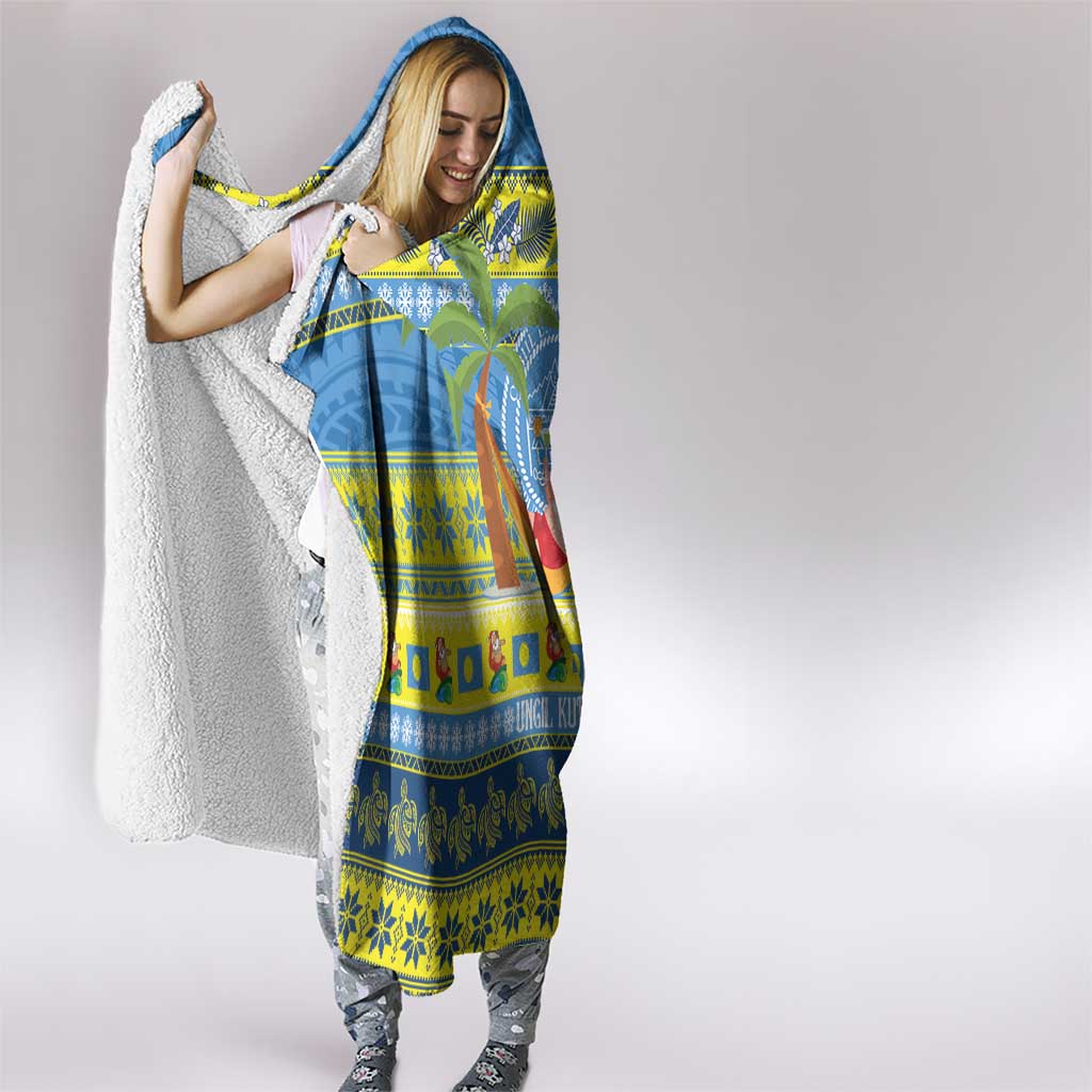 Palau Christmas Hooded Blanket Chilling Santa Ungil Kurismas - Polynesian Pride
