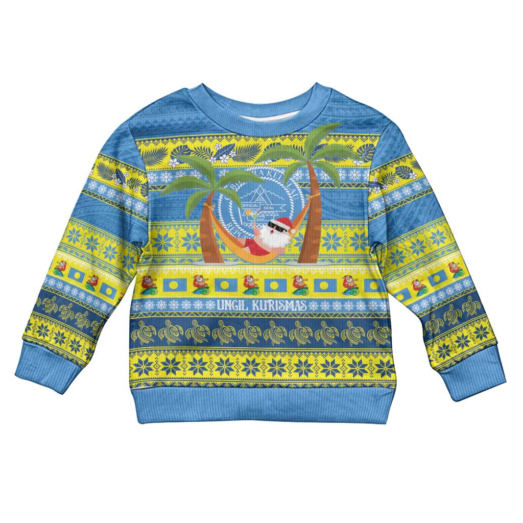 Palau Christmas Kid Ugly Christmas Sweater Chilling Santa Ungil Kurismas - Polynesian Pride