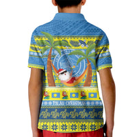 Palau Christmas Kid Polo Shirt Chilling Santa Ungil Kurismas - Polynesian Pride