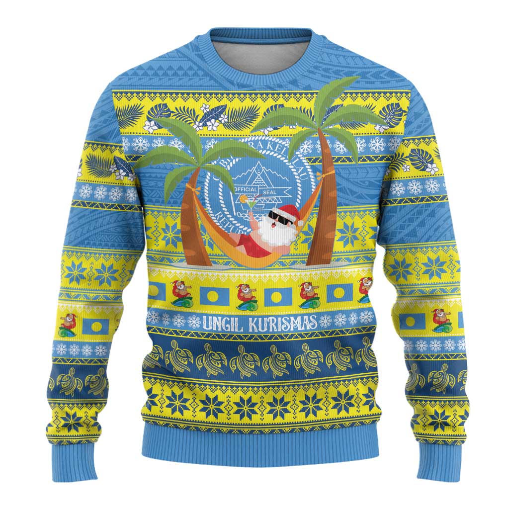 Palau Christmas Ugly Christmas Sweater Chilling Santa Ungil Kurismas - Polynesian Pride