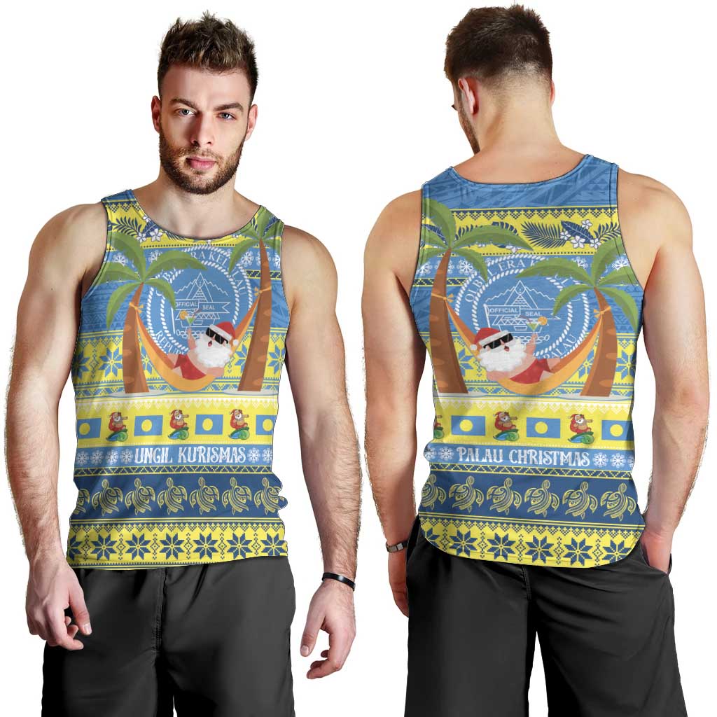 Palau Christmas Men Tank Top Chilling Santa Ungil Kurismas - Polynesian Pride
