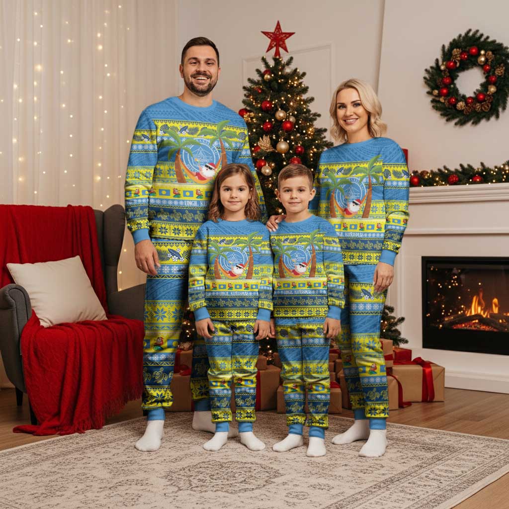 Palau Christmas Pajama Set Chilling Santa Ungil Kurismas - Polynesian Pride