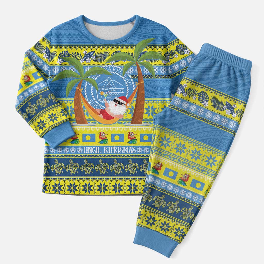 Palau Christmas Pajama Set Chilling Santa Ungil Kurismas - Polynesian Pride