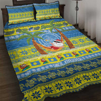 Palau Christmas Quilt Bed Set Chilling Santa Ungil Kurismas - Polynesian Pride