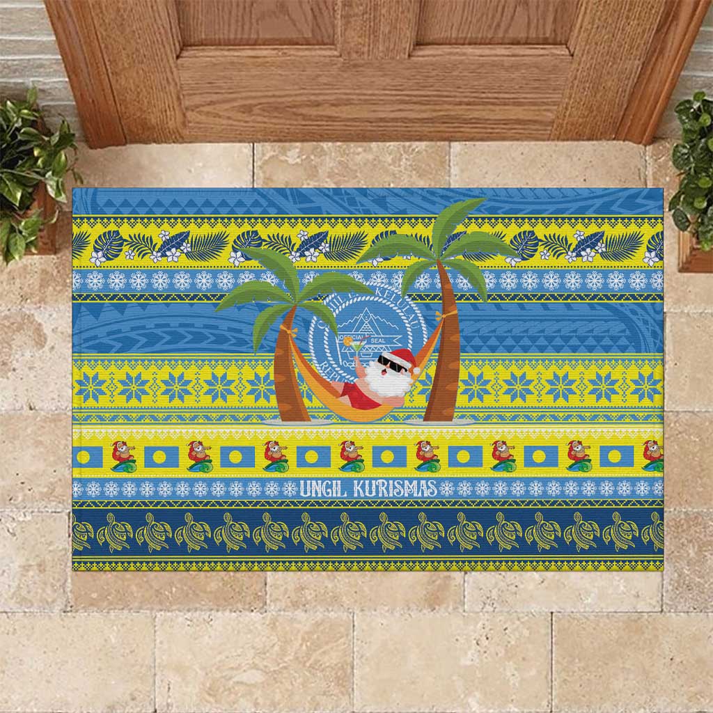 Palau Christmas Rubber Doormat Chilling Santa Ungil Kurismas - Polynesian Pride