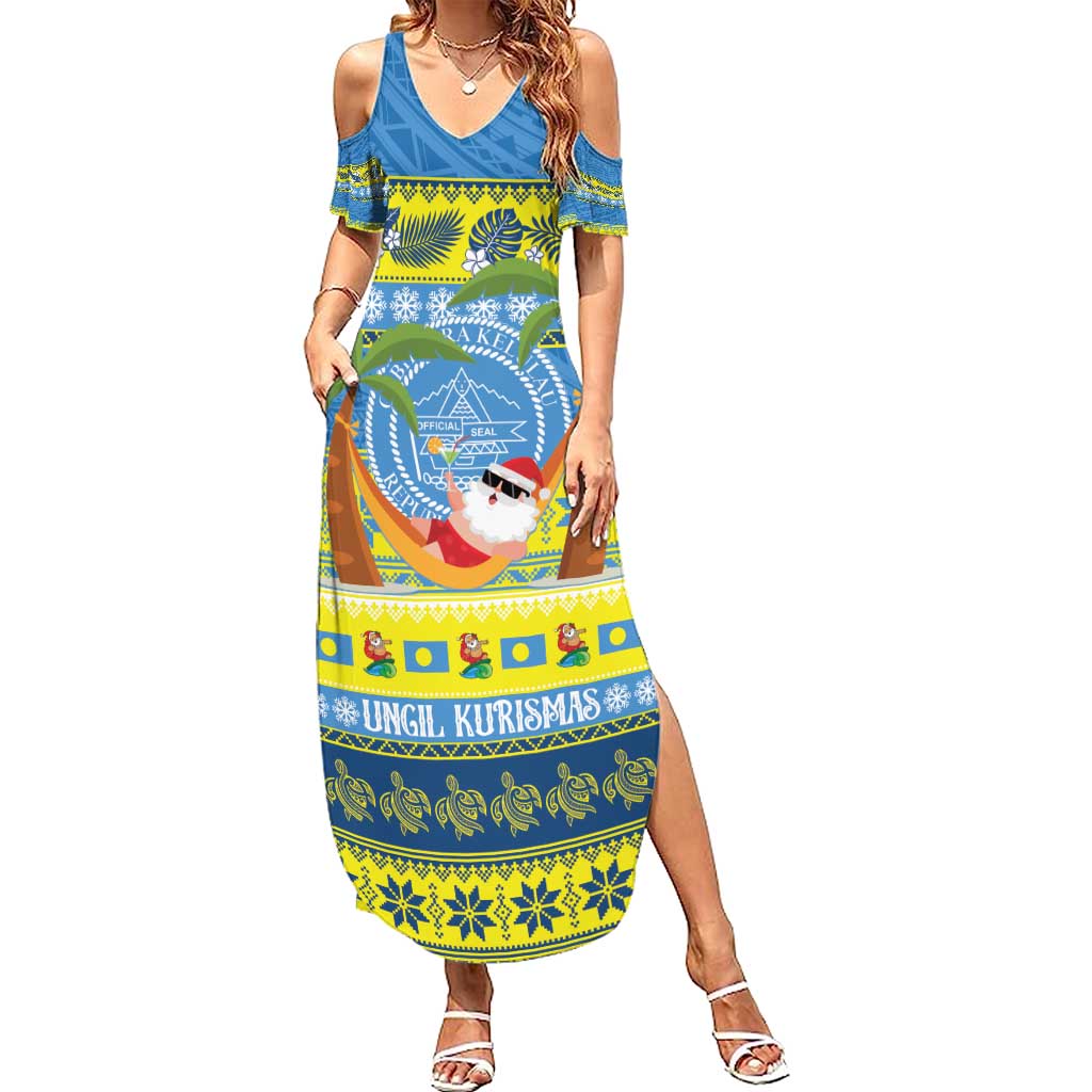 Palau Christmas Summer Maxi Dress Chilling Santa Ungil Kurismas - Polynesian Pride