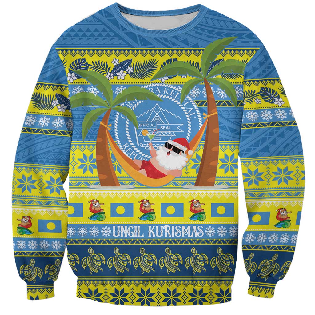 Palau Christmas Sweatshirt Chilling Santa Ungil Kurismas - Polynesian Pride