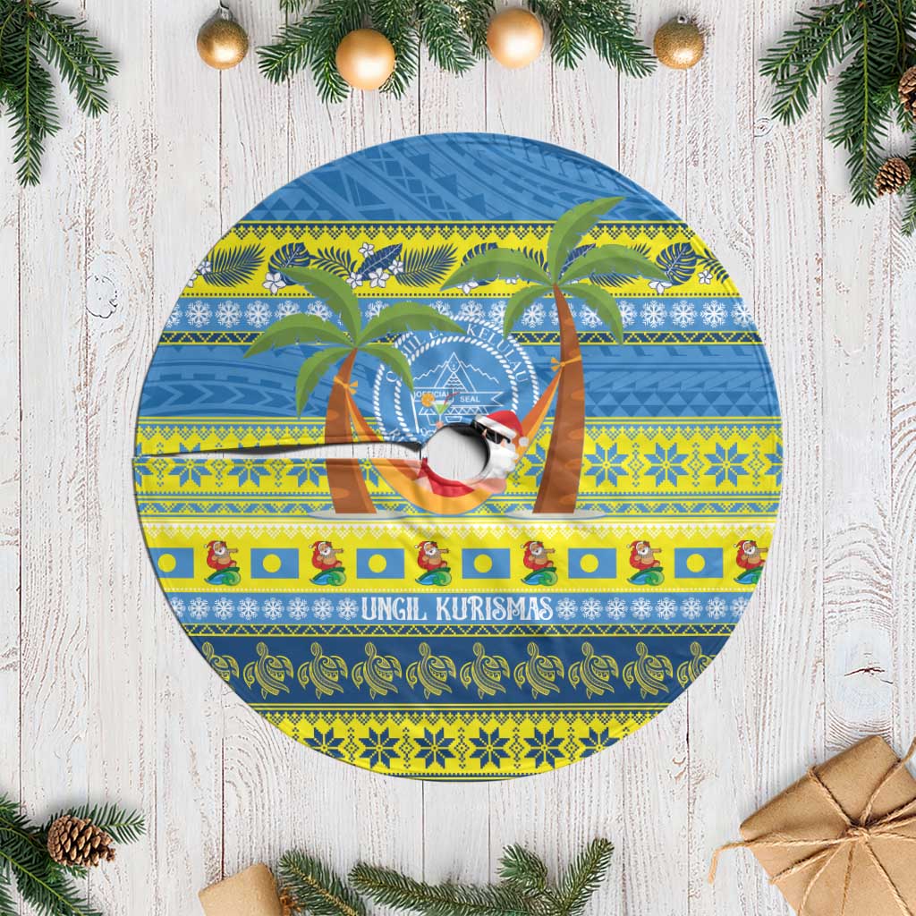 Palau Christmas Tree Skirt Chilling Santa Ungil Kurismas - Polynesian Pride