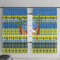 Palau Christmas Window Curtain Chilling Santa Ungil Kurismas - Polynesian Pride
