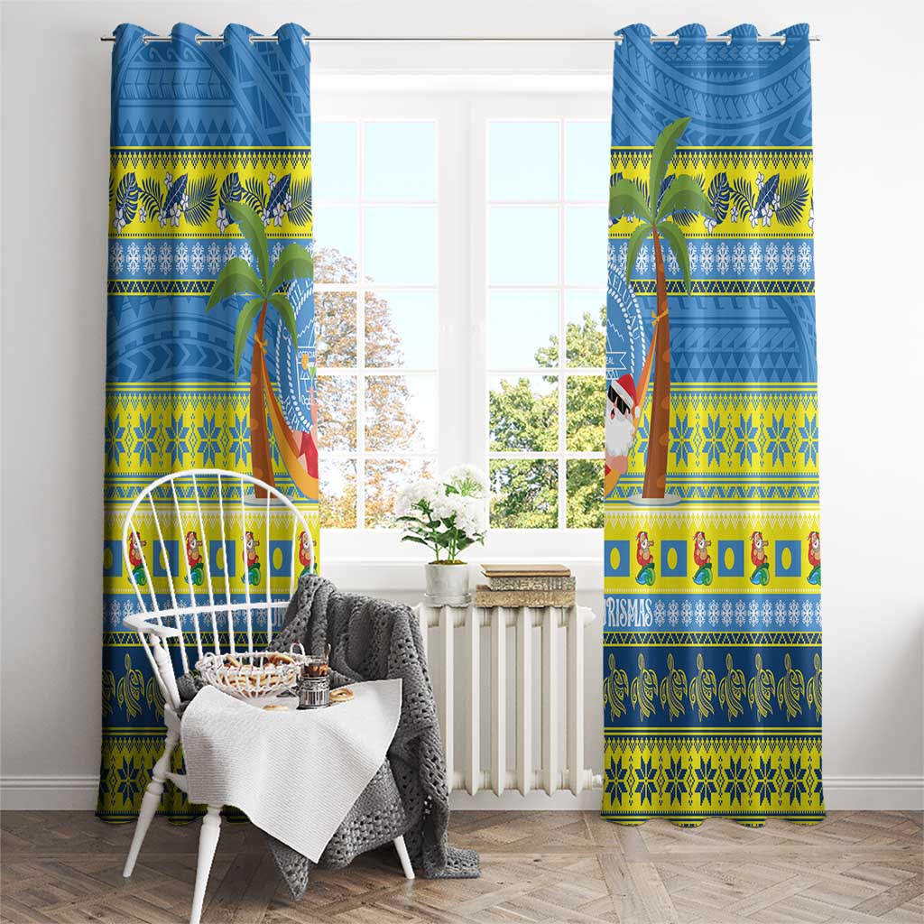 Palau Christmas Window Curtain Chilling Santa Ungil Kurismas - Polynesian Pride