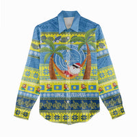 Palau Christmas Women Casual Shirt Chilling Santa Ungil Kurismas - Polynesian Pride