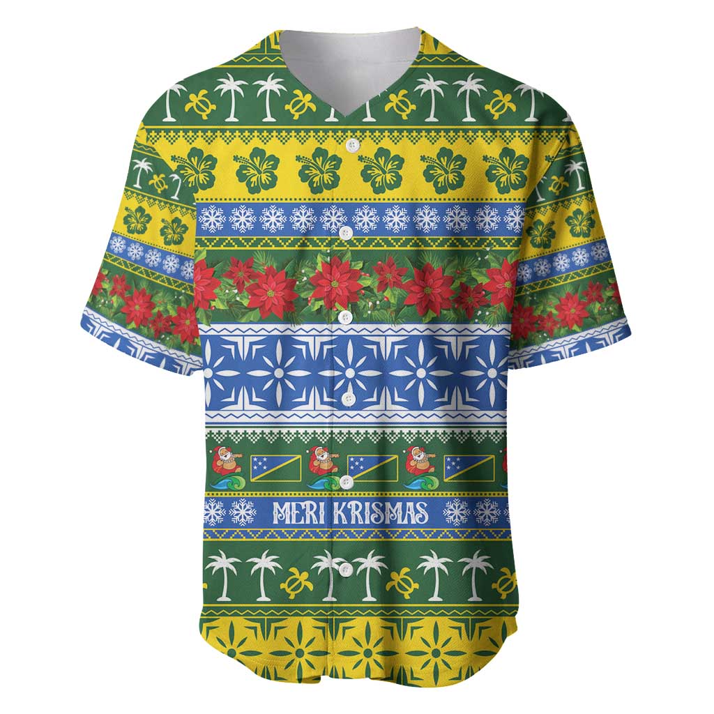 Solomon Islands Christmas Baseball Jersey The Solomons Melanesian Meri Krismas - Polynesian Pride
