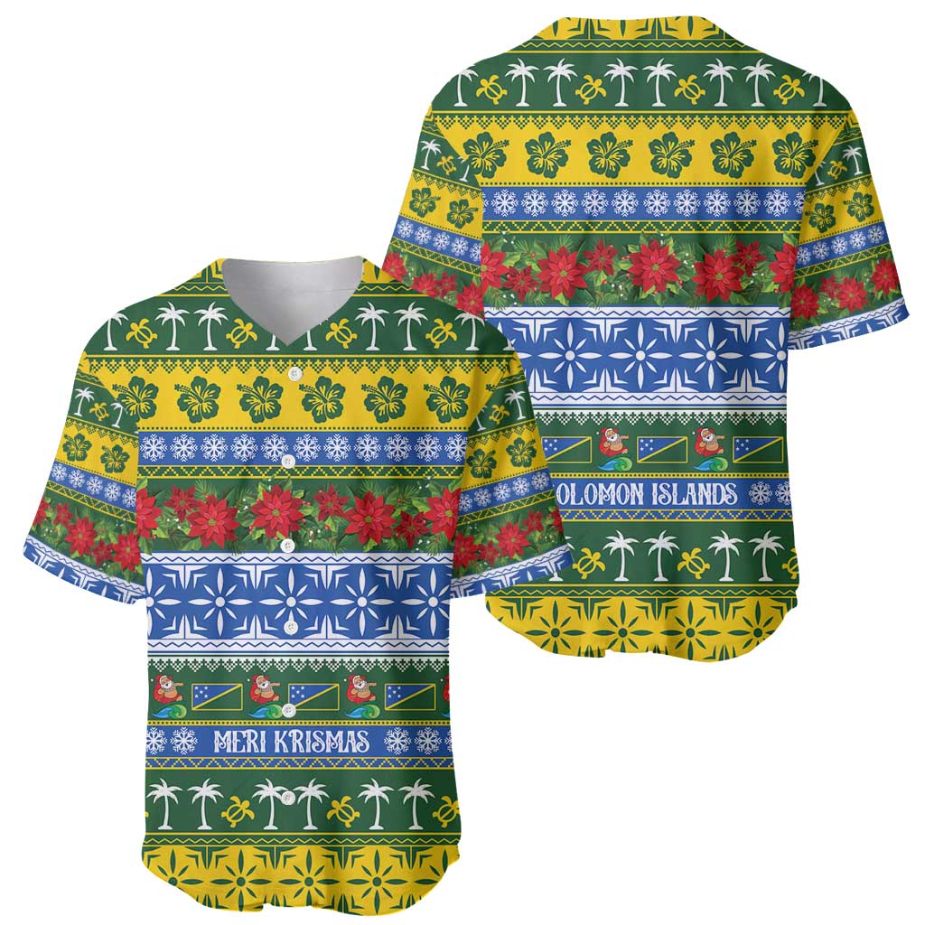 Solomon Islands Christmas Baseball Jersey The Solomons Melanesian Meri Krismas - Polynesian Pride