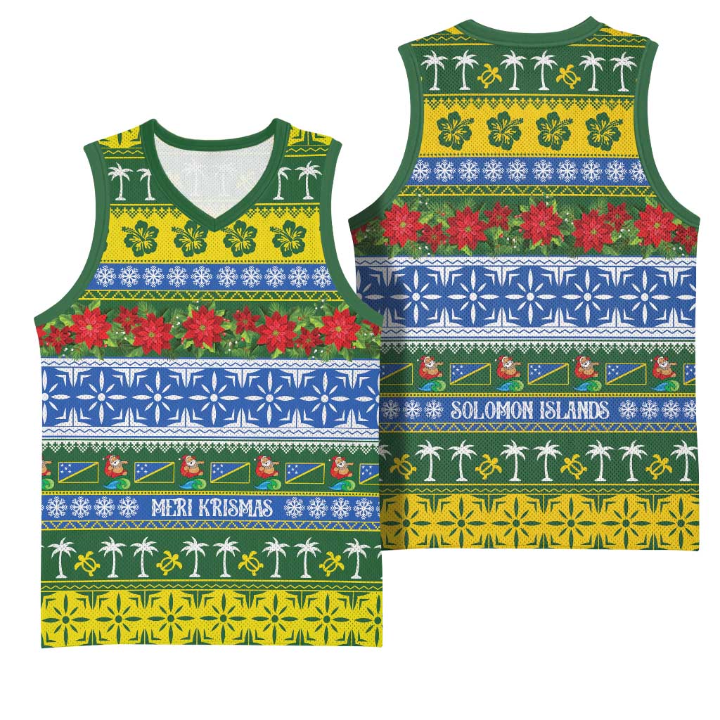 Solomon Islands Christmas Basketball Jersey The Solomons Melanesian Meri Krismas - Polynesian Pride