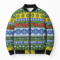 Solomon Islands Christmas Bomber Puffer Jacket The Solomons Melanesian Meri Krismas - Polynesian Pride