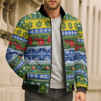Solomon Islands Christmas Bomber Puffer Jacket The Solomons Melanesian Meri Krismas - Polynesian Pride