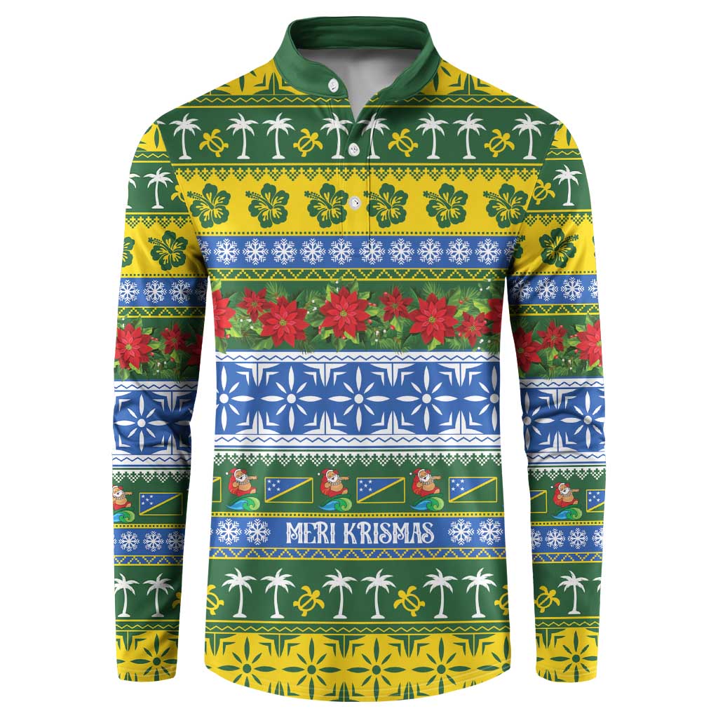 Solomon Islands Christmas Button Sweatshirt The Solomons Melanesian Meri Krismas - Polynesian Pride