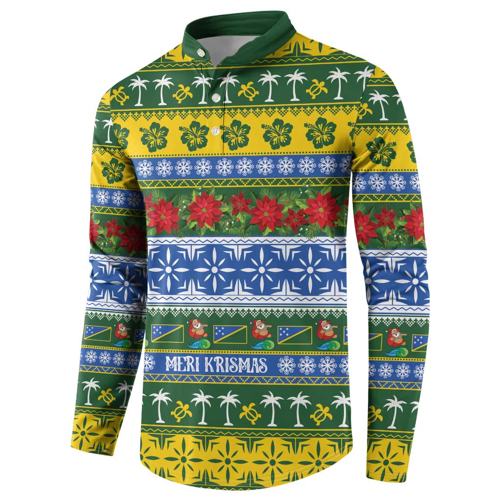 Solomon Islands Christmas Button Sweatshirt The Solomons Melanesian Meri Krismas - Polynesian Pride