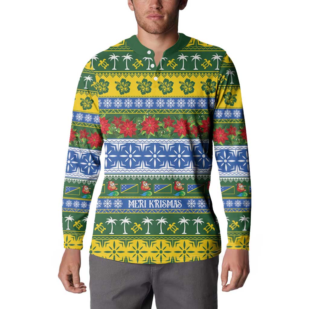 Solomon Islands Christmas Button Sweatshirt The Solomons Melanesian Meri Krismas - Polynesian Pride