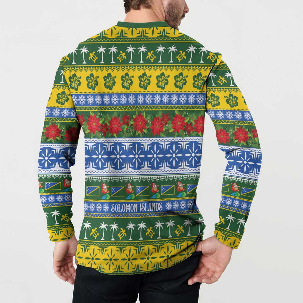 Solomon Islands Christmas Button Sweatshirt The Solomons Melanesian Meri Krismas - Polynesian Pride