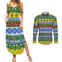 Solomon Islands Christmas Couples Matching Summer Maxi Dress and Long Sleeve Button Shirt The Solomons Melanesian Meri Krismas - Polynesian Pride