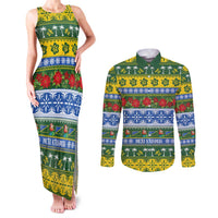 Solomon Islands Christmas Couples Matching Tank Maxi Dress and Long Sleeve Button Shirt The Solomons Melanesian Meri Krismas - Polynesian Pride