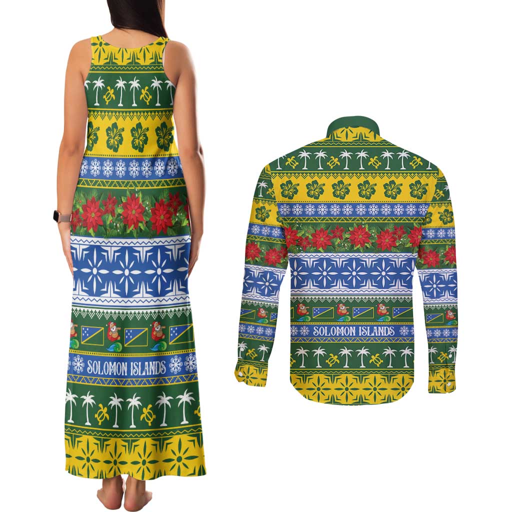 Solomon Islands Christmas Couples Matching Tank Maxi Dress and Long Sleeve Button Shirt The Solomons Melanesian Meri Krismas - Polynesian Pride