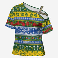 Solomon Islands Christmas Cross Shoulder Shirt The Solomons Melanesian Meri Krismas - Polynesian Pride