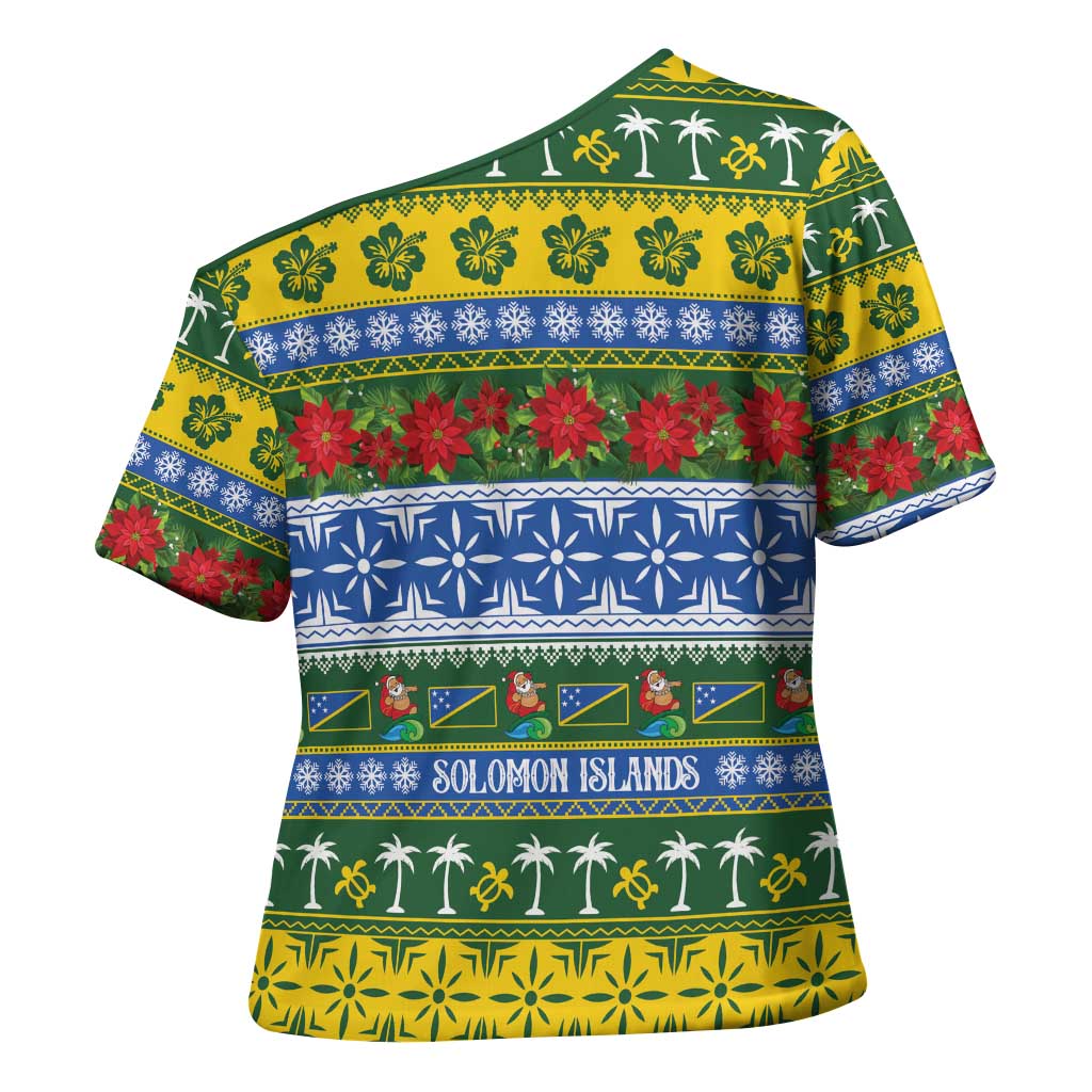 Solomon Islands Christmas Cross Shoulder Shirt The Solomons Melanesian Meri Krismas - Polynesian Pride