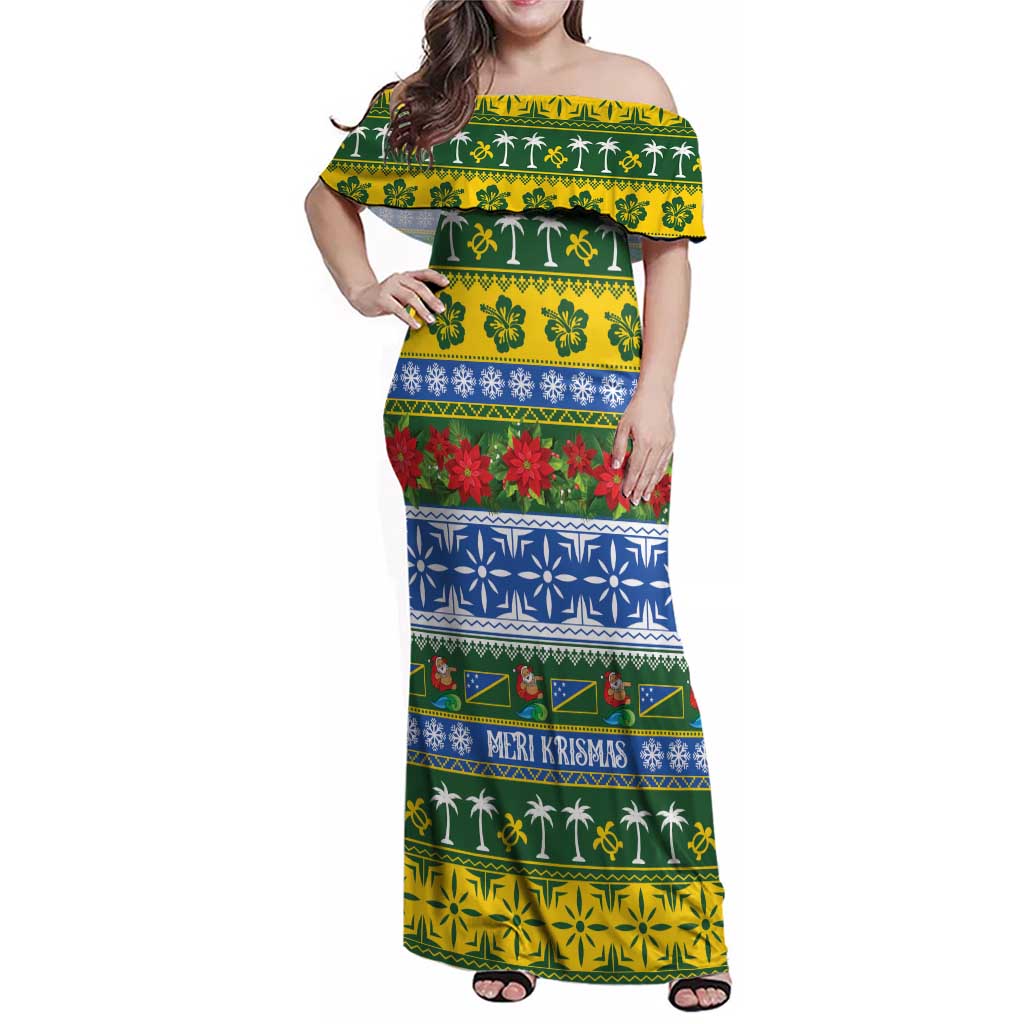 Solomon Islands Christmas Family Matching Off Shoulder Maxi Dress and Hawaiian Shirt The Solomons Melanesian Meri Krismas - Polynesian Pride