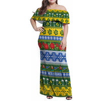 Solomon Islands Christmas Family Matching Off Shoulder Maxi Dress and Hawaiian Shirt The Solomons Melanesian Meri Krismas - Polynesian Pride
