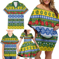 Solomon Islands Christmas Family Matching Off Shoulder Short Dress and Hawaiian Shirt The Solomons Melanesian Meri Krismas - Polynesian Pride