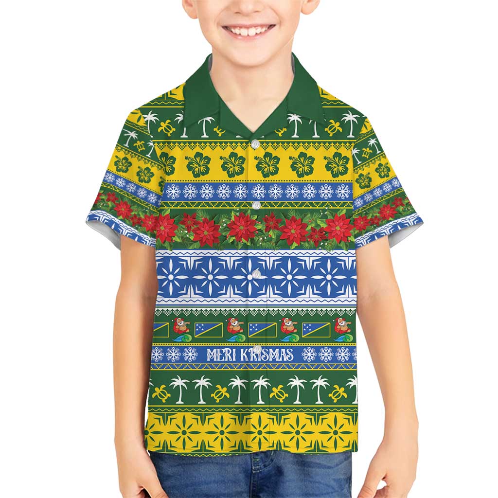 Solomon Islands Christmas Family Matching Off Shoulder Short Dress and Hawaiian Shirt The Solomons Melanesian Meri Krismas - Polynesian Pride