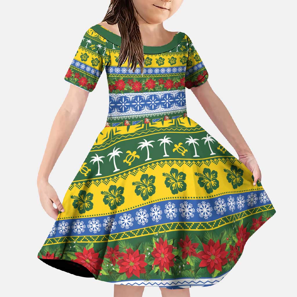 Solomon Islands Christmas Family Matching Short Sleeve Bodycon Dress and Hawaiian Shirt The Solomons Melanesian Meri Krismas - Polynesian Pride