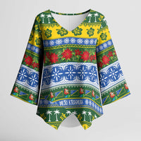 Solomon Islands Christmas Kimono Sleeve Blouse The Solomons Melanesian Meri Krismas - Polynesian Pride