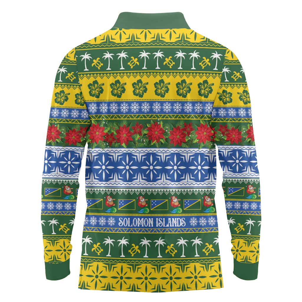 Solomon Islands Christmas Long Sleeve Polo Shirt The Solomons Melanesian Meri Krismas - Polynesian Pride