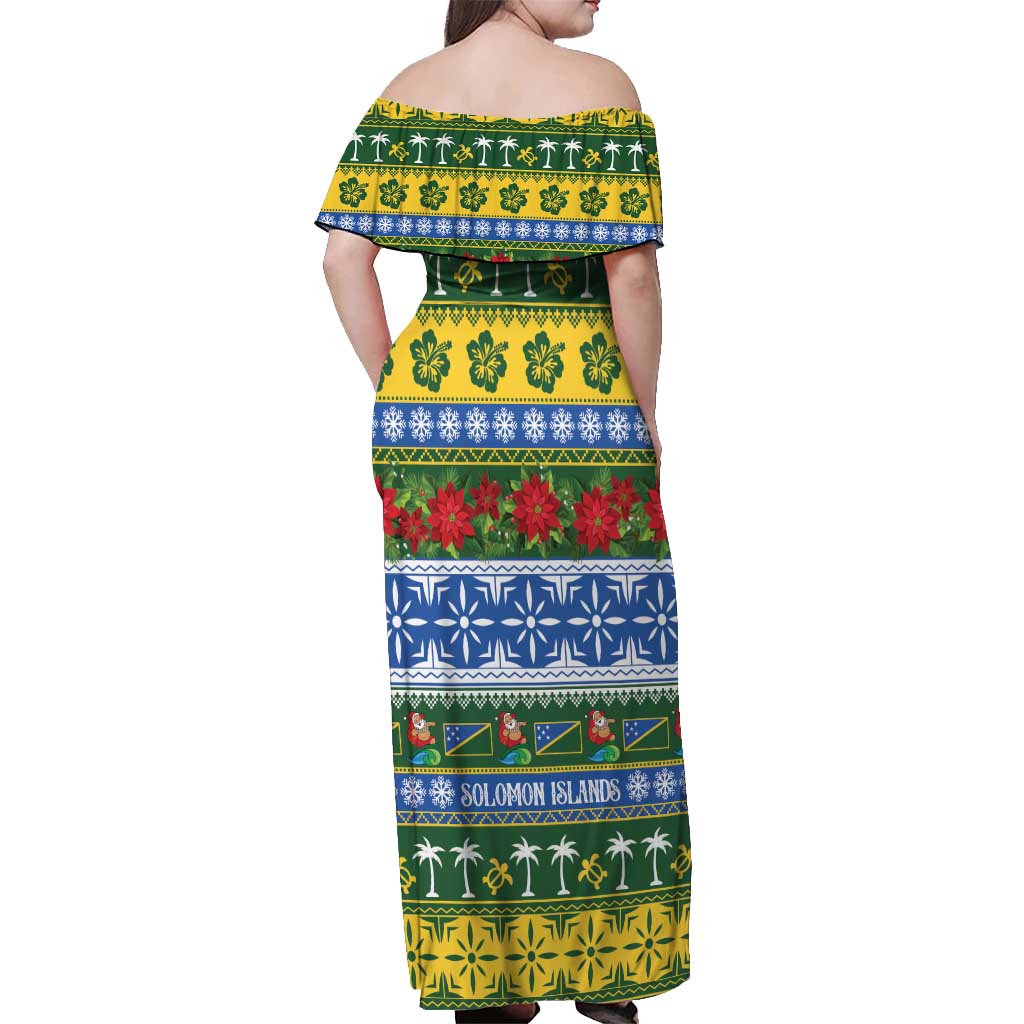 Solomon Islands Christmas Off Shoulder Maxi Dress The Solomons Melanesian Meri Krismas - Polynesian Pride