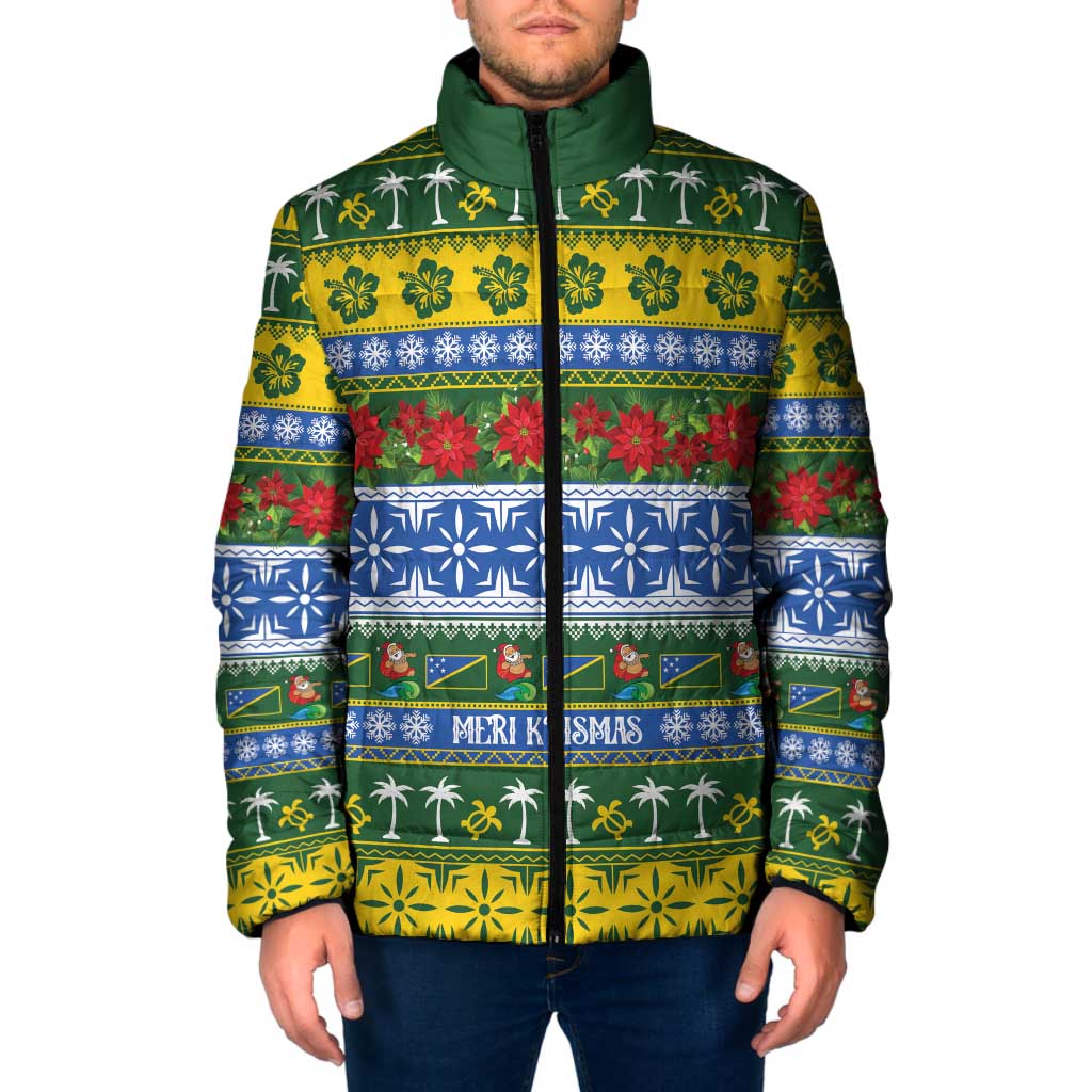 Solomon Islands Christmas Padded Jacket The Solomons Melanesian Meri Krismas - Polynesian Pride