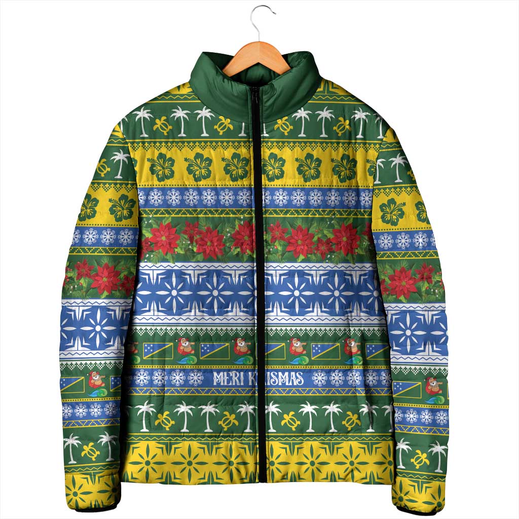 Solomon Islands Christmas Padded Jacket The Solomons Melanesian Meri Krismas - Polynesian Pride