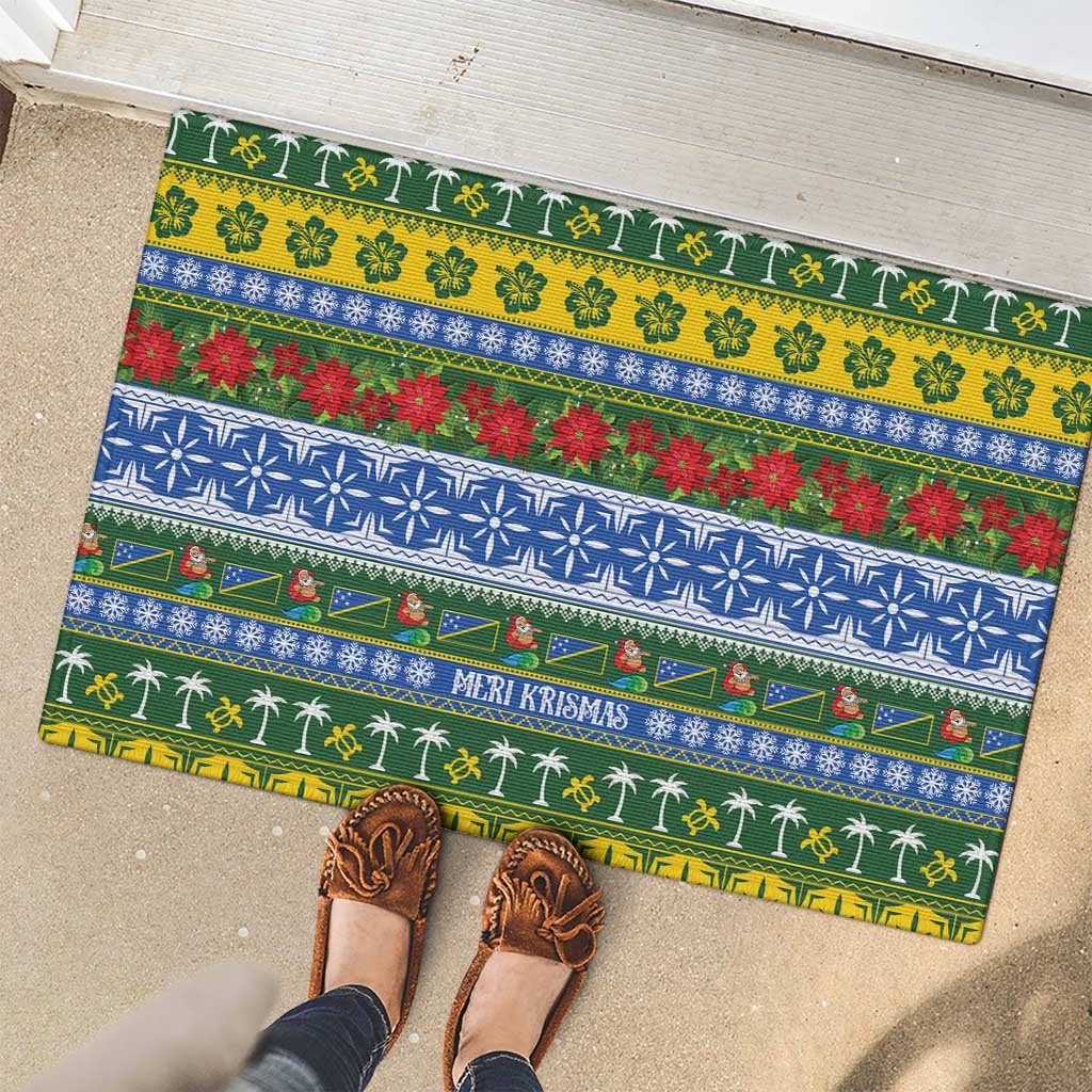 Solomon Islands Christmas Rubber Doormat The Solomons Melanesian Meri Krismas - Polynesian Pride