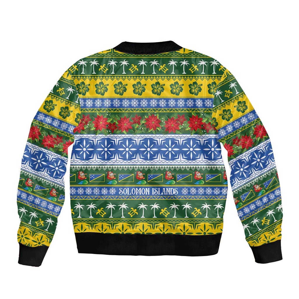 Solomon Islands Christmas Sleeve Zip Bomber Jacket The Solomons Melanesian Meri Krismas - Polynesian Pride