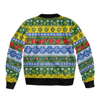 Solomon Islands Christmas Sleeve Zip Bomber Jacket The Solomons Melanesian Meri Krismas - Polynesian Pride