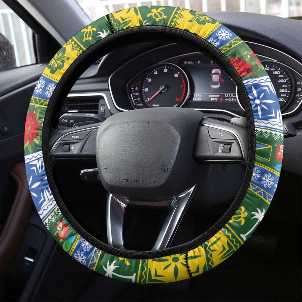 Solomon Islands Christmas Steering Wheel Cover The Solomons Melanesian Meri Krismas - Polynesian Pride