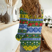 Solomon Islands Christmas Women Casual Shirt The Solomons Melanesian Meri Krismas - Polynesian Pride